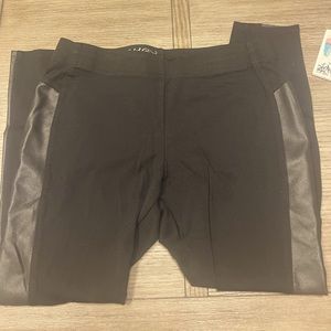 Faux leather stripe leggings